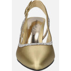 Easy Street Alive 5 Gold Size 7.5W Jeweled Slingback Pump Ballroom Dance Heels