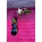 Easy Street Alive 5 Gold Size 7.5W Jeweled Open Toe T-Strap Ballroom Dance Heels