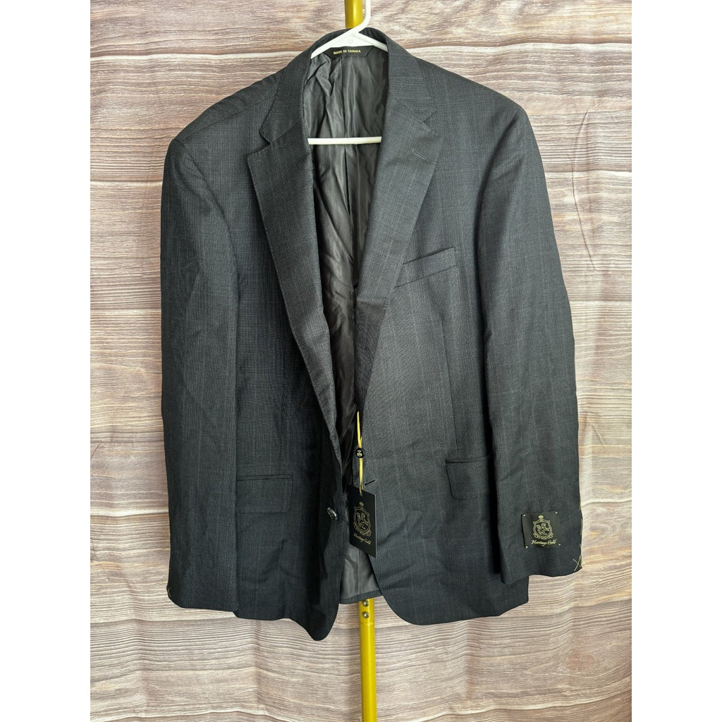 Heritage Gold Un-Tailored 48-42 Reg. Charcoal Gray Plaid Design Suit Jacket