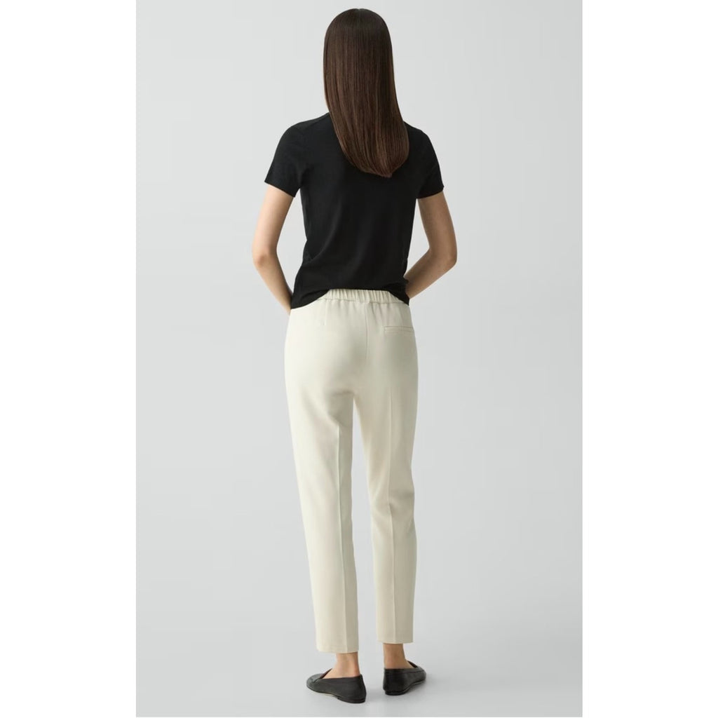 Theory Treeca Pull-On Crop Trousers Size 10 in Admiral Crepe Off-White
