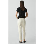 Theory Treeca Pull-On Crop Trousers Size 10 in Admiral Crepe Off-White