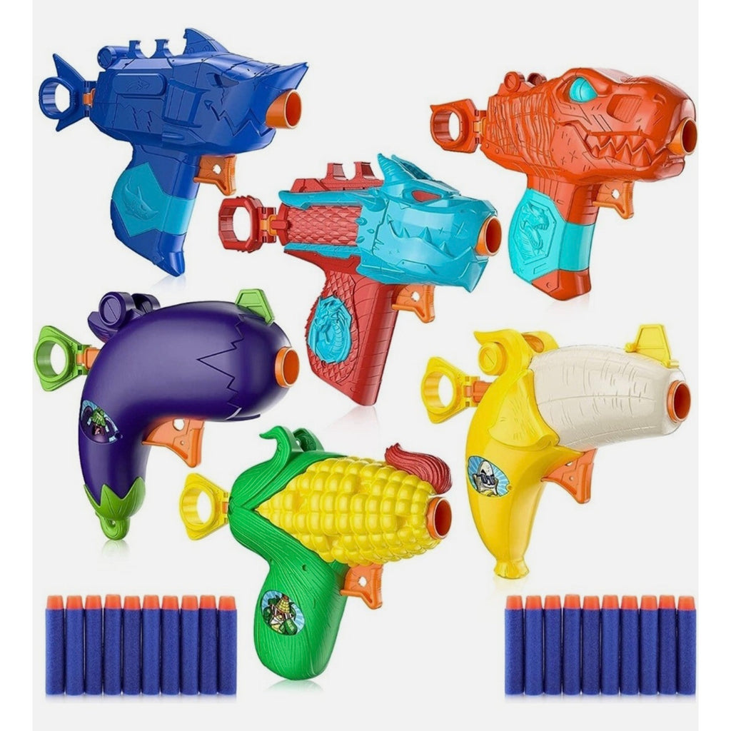 Team Monsterbot VS Team Funplants Foam-Dart Blaster Set (6 Guns 20 Darts)