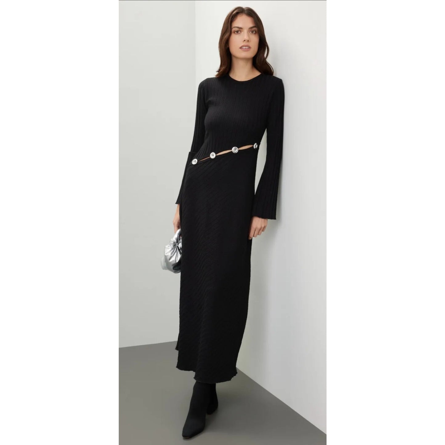 SIMON MILLER Black Simm Size M Knit Maxi Sweater Dress