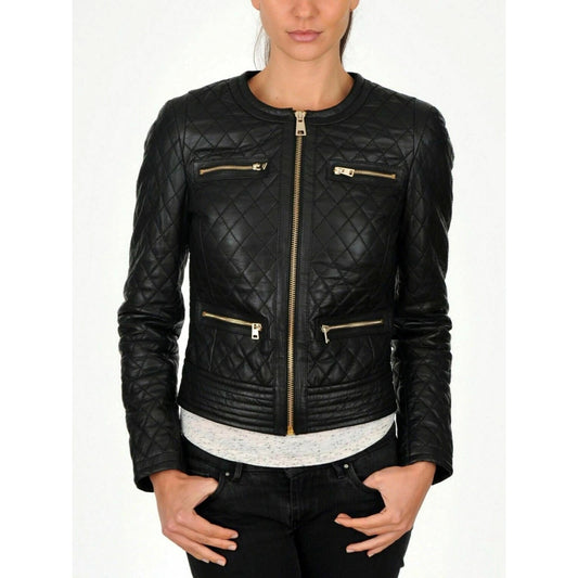 Ann Taylor XS Quilted Stitch Leather Jacket