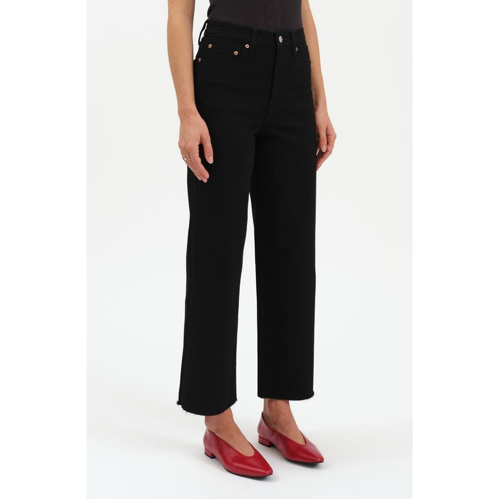 DAZE Size 25 Pleaser All Nighter (Black) High Waist Raw Hem Crop Jeans