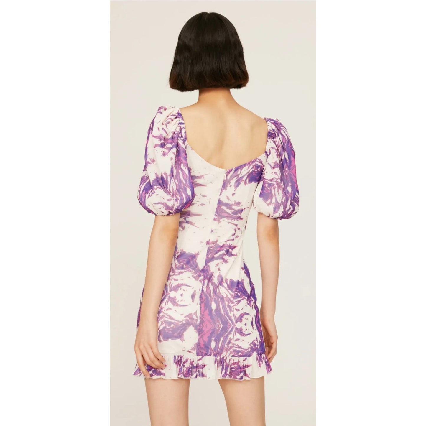 Slate & Willow Size XS Purple Swirl Mini Dress w/ Puff Sleeves