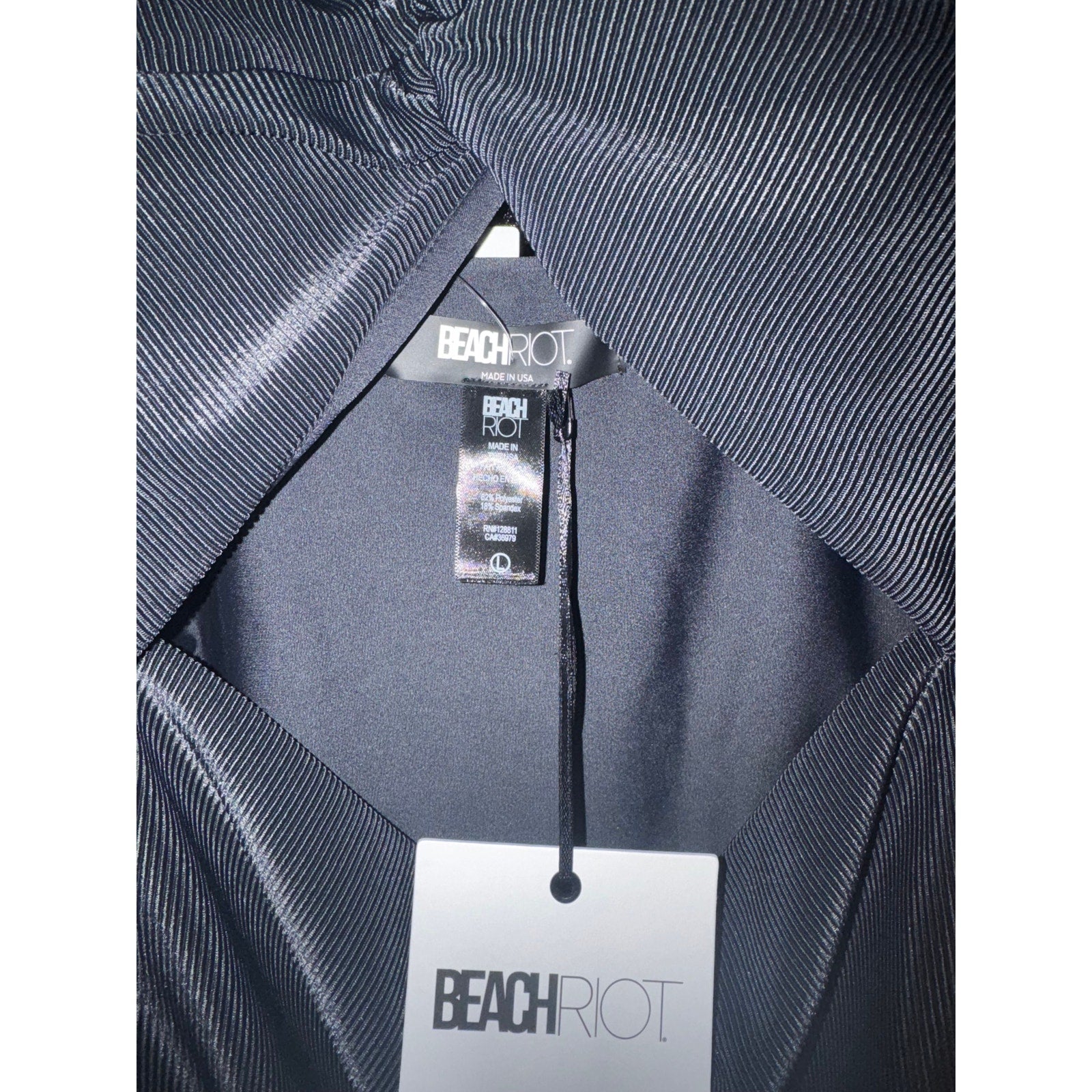 Beach Riot Size L Annalisa Black Textured One-Piece Swimsuit