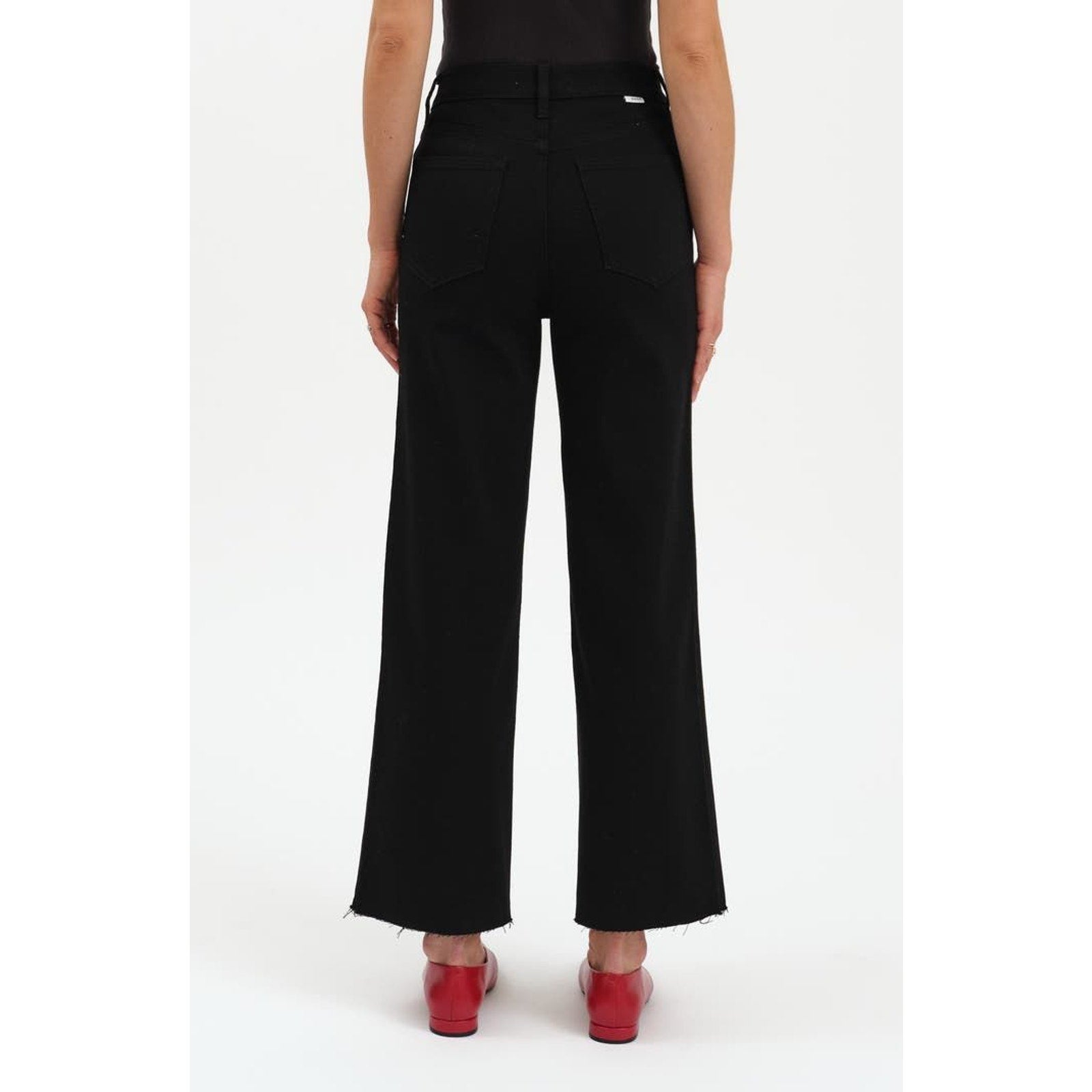 DAZE Size 25 Pleaser All Nighter (Black) High Waist Raw Hem Crop Jeans