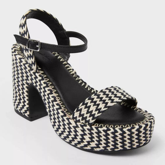 Universal Thread Size 6 Madeline Woven Platform Sandal Heels w/ Memory Foam
